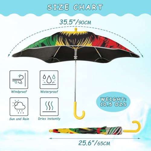 Paraguas para niños Rasta Reggae con bandera de león y mango de gancho 3