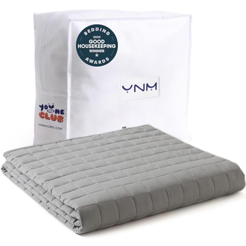 YnM Weighted Blanket with 2x2 compartments, 160lbs, 60x80 (17 lb), 100% cotton