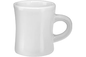 Culver 10-Ounce Ceramic Retro Diner Style Heavyweight Restaurant Mug, Two-finger C-handle (White,...
