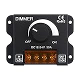 RGBZONE 12V/24V DC 30A LED PWM Dimmer Controller ON/Off Switch with Metal Shell for Single Color 5050 3538 5630LED Strip Lights Ribbon