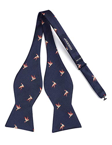 Image of HISDERN Bow Ties for Men Self Tie Animal Bowties Pocket Square Woven Silk Fun Bowtie Handkerchief Set for Wedding Party