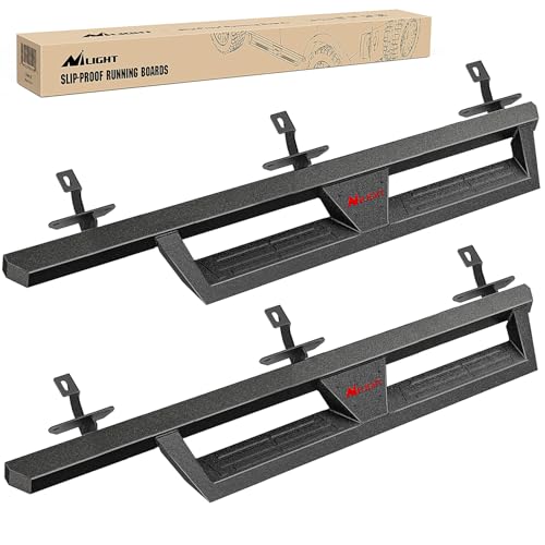 Image of Nilight Running Boards for 2018 2019 2020 2021 2022 2023 2024 2025 2026 Wrangler JL Unlimited 4 Door Dual-Stage Textured Black Powder Coated Slip-Proof Side Step Nerf Bars