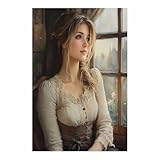 BOHUO Mujer Africana Lienzo Cuadro Mujer elegante Decoracion de Pared Floral Rústico Vintage para Dormitorio Salon Baño（Rosa 31-40x60cm Sin marco