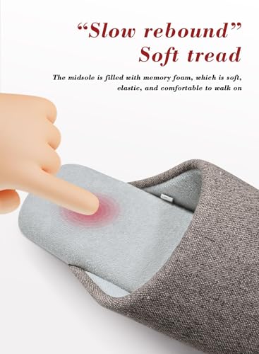 شبشب للنساء والرجال من يوربازار، شبشب قطني محبوك مريح، شبشب منزلي مسطح قابل للغسل، حذاء داخلي ناعم (بني، 44/45 EU، للبالغين، الرجال، 44، نطاق رقمي، نظام مقاسات احذية EU، عرض 45)