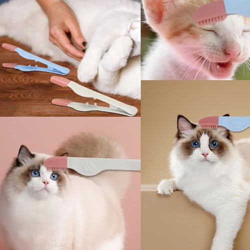 Image of 2 Pack Dog Tear Stain Remover Brush Instead of Wipes Pet Eye Grooming Tools Clip Tweezer with Soft Silicone Tips for Cats Kitty Puppy Chihuahua Eyes Excrement Mucus Discharge Crust Cleaning