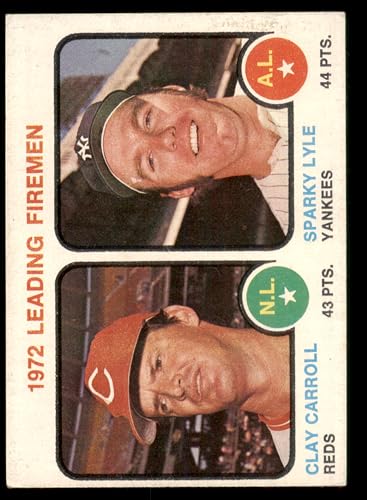 1973 Topps #68 Leading Firemen Clay Carroll/Sparky Lyle Cincinnati/New York Reds/Yankees (Baseball Card) VG/EX Reds/Yankees