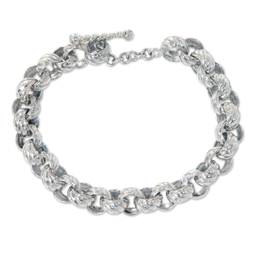 NOVICA Artisan Handmade Sterling Silver Chain Bracelet from Bali Indonesia,