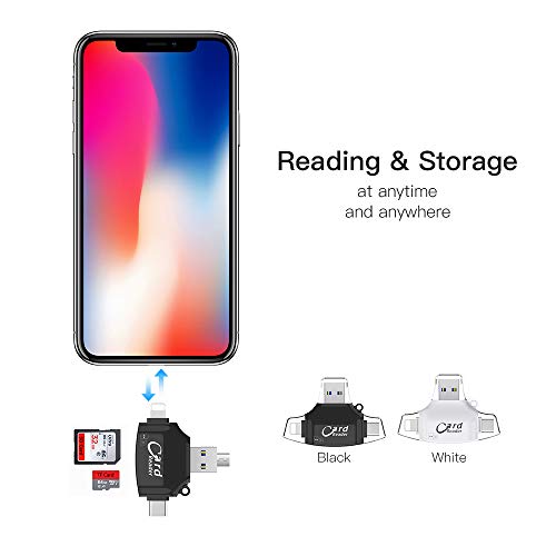 Docooler Leitor de Cartão SD 4 em 1 Adaptador de Leitor de Cartão SD/TF para iPhone/Android/PC
