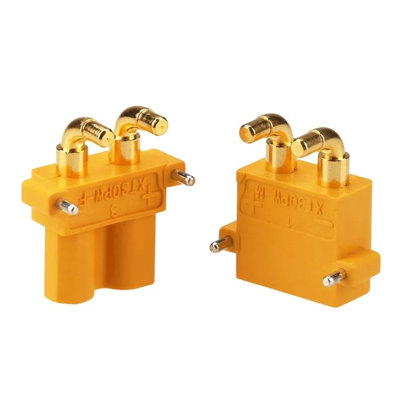 10PCS/5Pairs Amass XT30PW Male Female Connector PCB Board 2mm Banana Golden Head Right Angle Horizontal Connector for RC Model (10PCS XT30PW-M)