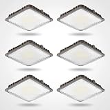 G GJIA LED Canopy Light 60W, 9000LM LED Canopy Lights Outdoor, 5000K Daylight Square Canopy Gas Station Light for Carport Shop Garage Warehouse Porch Hotel Building Entrances UL Listed, 6 Pack
