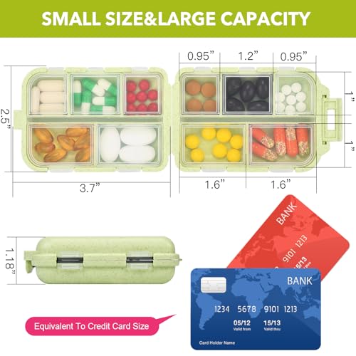 Image of Travel Medicine Kit with 189 Labels, Pill Cases Organizers 7 Day Compact Pill Organizer Mini Pill Case Pill Storage Organizer (Yellow, 1 Pack)