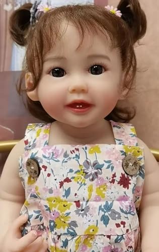 Muñeca Reborn de 22 pulgadas en vinilo silicona realista miniatura 4