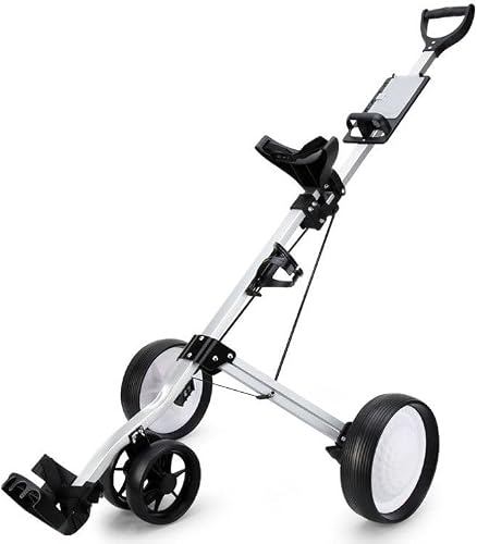 HappyDeals Aluminum Alloy Foldable 4-Wheel Golf Pull Cart