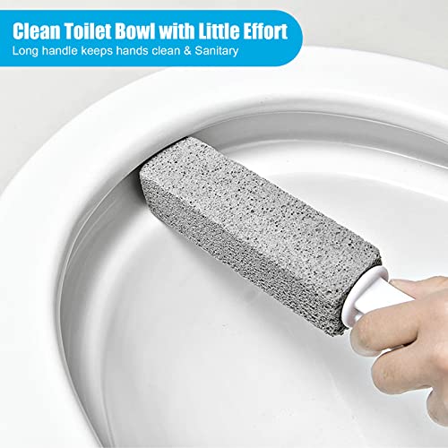Image of Pumice Stone Toilet Bowl Cleaner with Handle - Pumice Stone for Toilet Cleaning - Stain Remover - Also Cleans Limescale, Hard Water Rings, Tiles, Iron and Rust, Household Cleaning 2 Pack