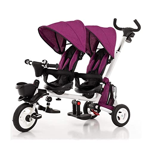 Twin Tricycle, Stroller Baby Stroller Children’s Double Seat Bicycle Stroller 6 Months ~ 6 Years Baby Car Over 1 Year Old Girl Gifts (Color : Purple)