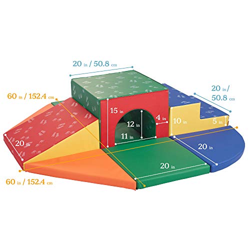 Ecr4Kids Softzone Lincoln Tunnel Climber, Toddler Playset, Assorted, 9-Piece #TOP1