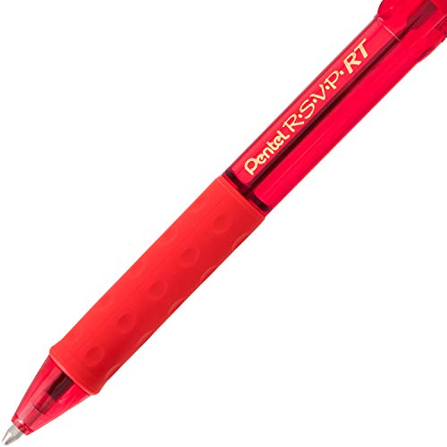 Rsvp Rt Colors Retractable Ball Point Pen, Medium Line, Red Barrel, Red Ink, Box Of 12 (Bk93Crb-B) #TOP4