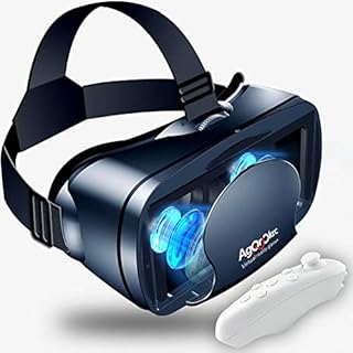 VR Headset with Controller Adjustable 3D VR Glasses Virtual Reality Headset HD Blu-ray Eye Protected Support 5~7 Inch for Phone/Android 0506