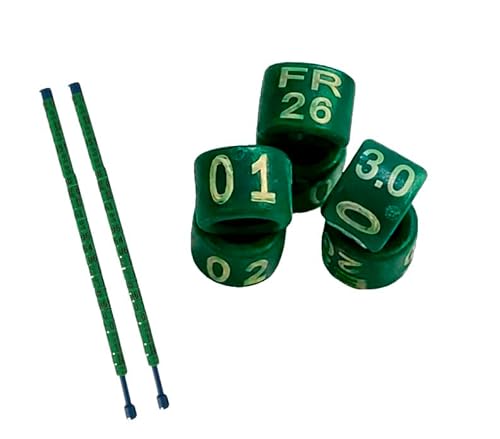 1 Bande de 25 Anneaux pour canaris Couleur fédérative Verts 2026 gravée au Laser numérotées année et diamètre