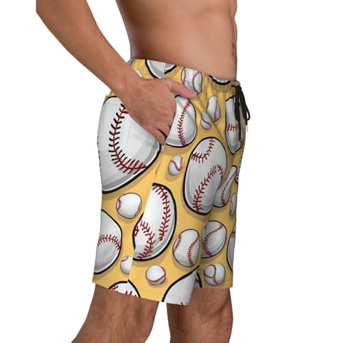 Baseball Pattern Softball Ball Sport Design Print Men's Beach Pants Lightweight Quick-Dry Swim Pants with Mesh Lining for Men3
