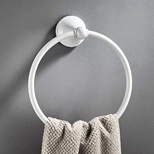 Porte-serviette rond mural blanc et anneau de ménage durable - 3