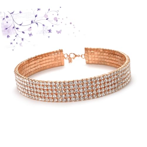 Collier Choker Diamant Cristal Rose anti-torsion avec strass robustes - 2