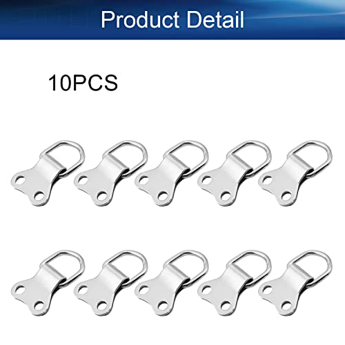 Image of 10Pcs Double Holes D Ring Picture Frame Hangers 36mm x 22mm for Home Decoration Hanging Clock Paintings Artwork Creative Picture Frame Photo Hanging Silver Tone