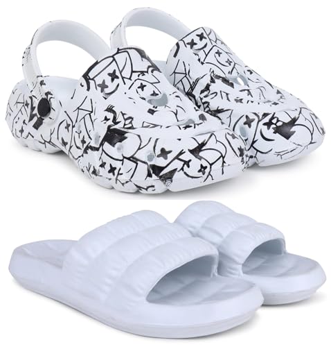 Image of Pampy Angel Combo Pack of 2 Slipper /Flip Flops /Slides /Clogs /Sandals with Adjustable Back Strap for Men (Cl-A-Smarti,Box)