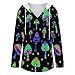 Womens Bodysuit Pullover Shirts Tops Long Sleeve Hoodie Goth Gothic Magic Hippie Trippy Mushroom Tshirt, S-3XL