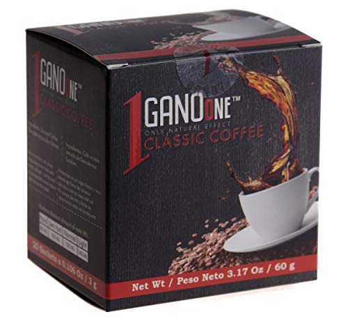 1 Box GanoOne Classic Coffee - Reishi Mushroom Instant Coffee - with Organic Ganoderma Extract - Easy to Use 20 Single-Serve Sachets