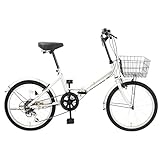 【スピードワールド】自転車 折り畳み自転車 折りたたみ 20インチ 6段変速 20インチ 軽量 スチールフレーム 通勤 通学 大人 カゴ・泥除け・ライト・カギ付き「組立動画あり」 (シルバー)
