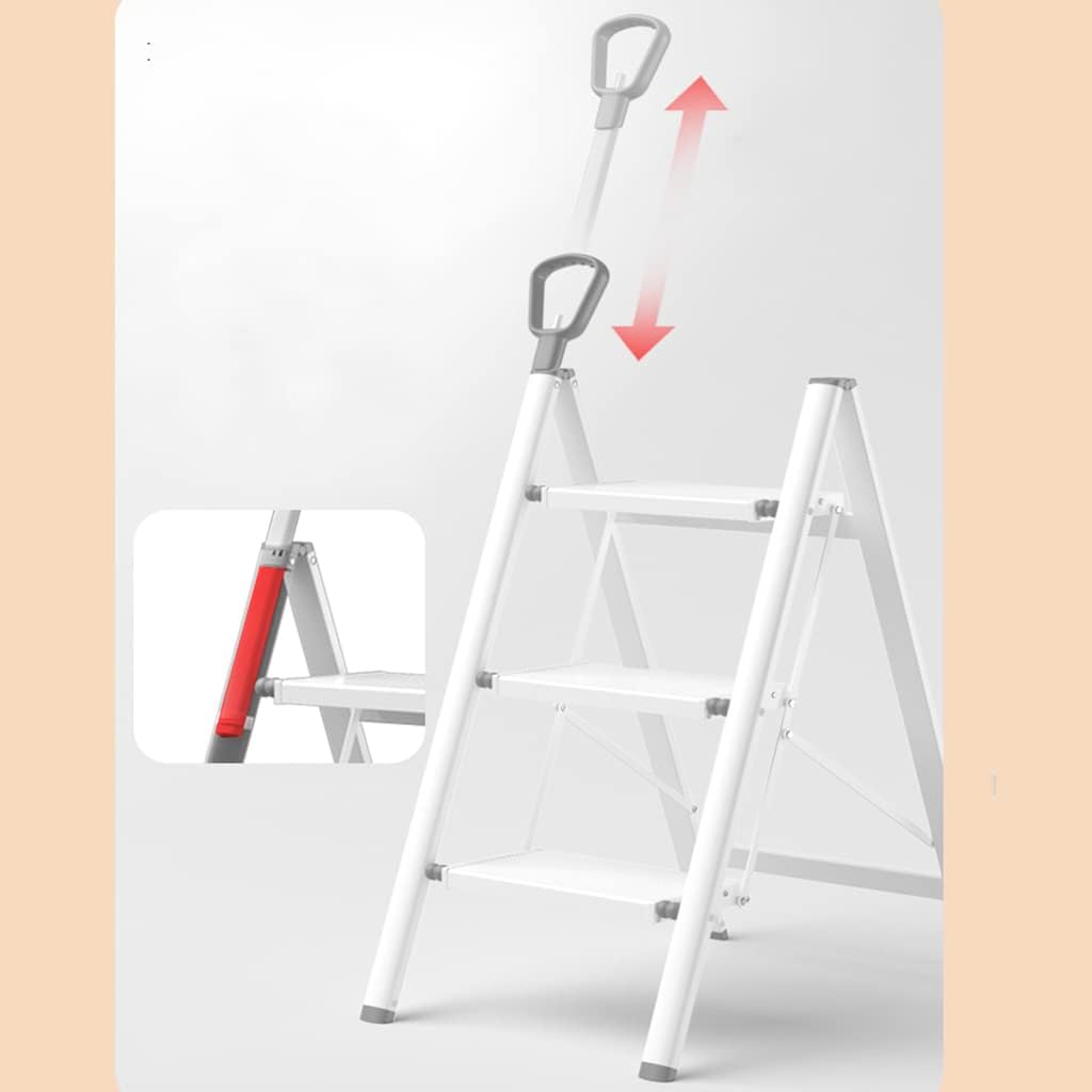Ladder Folding Step Ladder Retractable Handrail Lightweight Step Stool Thickened Aluminum Alloy Safe Load-Bearing 150kg Ladder Stool Small Ladder Stools Home Kitchen