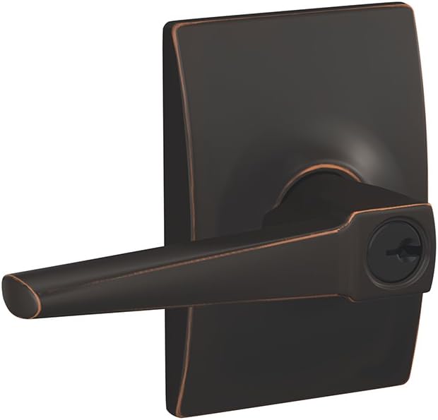 SCHLAGE F51A ELR 716 CEN Eller Lever with Century Trim Keyed Entry Lock, Aged Bronze