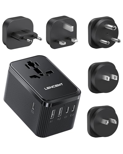 LENCENT Reiseadapter Weltweit, 30W Universal Reisestecker Adapter mit 3 USB C und 2 USB A, Internationaler Steckdosenadapter für USA England Japan Malediven Sri Lanka Australien (Typ A/C/D/G/I)