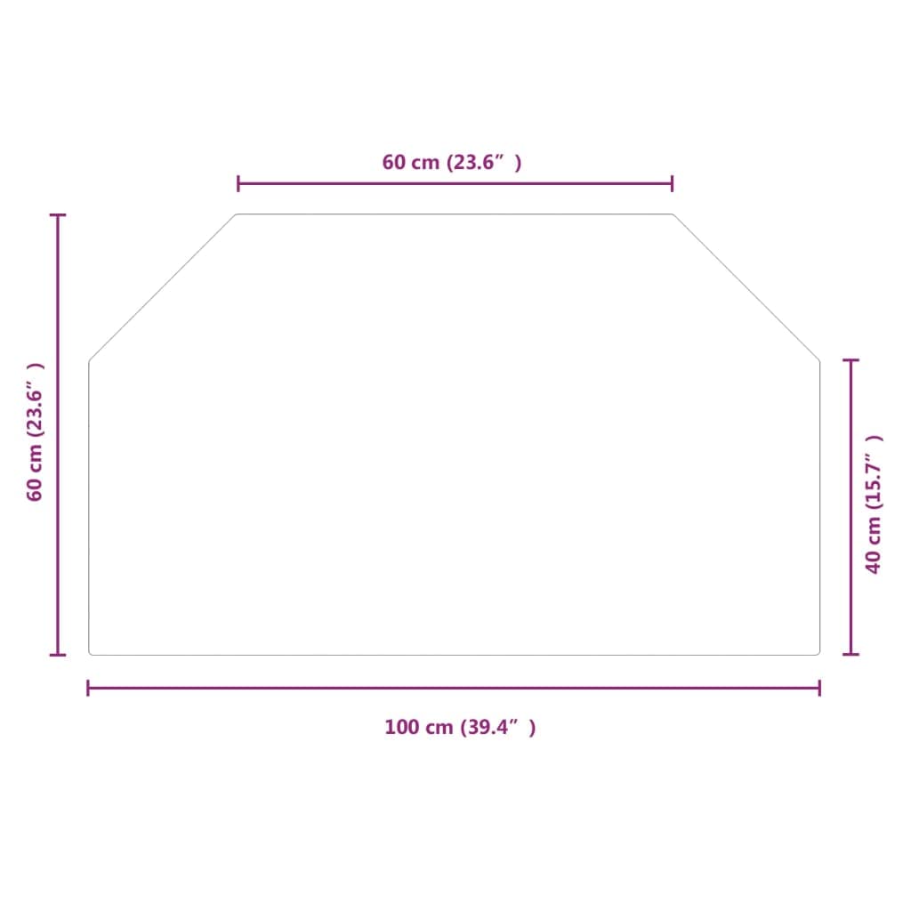 Rantry Placa de cristal hexagonal para chimenea, 100 x 60 cm, protector de suelo para parquet y superficies laminadas, base de estufa resistente a altas temperaturas, cubierta de piso de vidrio