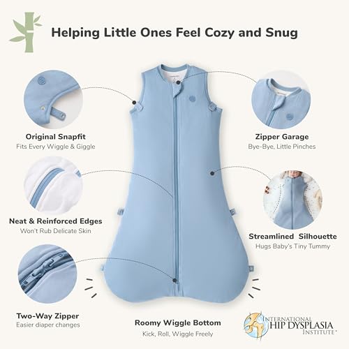 Image of Momcozy Sleep Sack for Baby 6-12 Months, 1.5 TOG Baby Wearable Blanket with Supportive Plush Filling, Two-Way Zipper for Easy Diaper Changes, Snap-Fit Design for Growing Babies, Medium, Blue