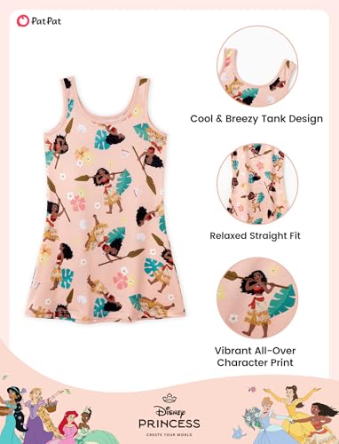 Image of Disney Stitch Princess Frozen Elsa Minnie Mouse Girls Tank Dress Sleeveless A-Line Sundress Summer Beach Clothes 2-9 Years