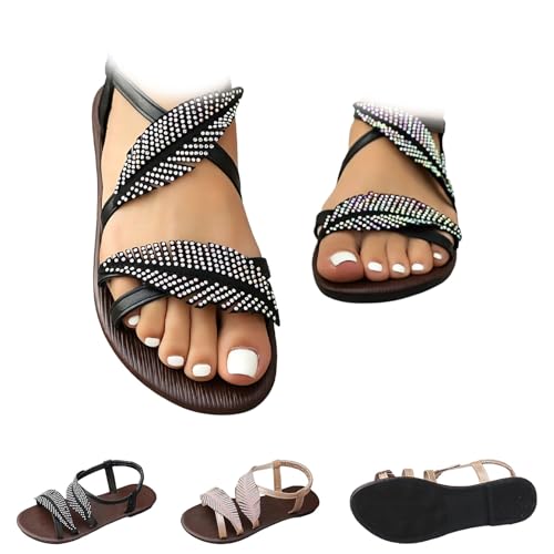 Sandales plates style bohème à strass idéales pour flâner en vacances
