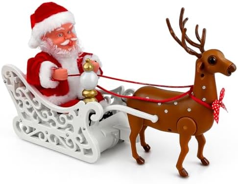 Trenó Musical Papai Noel com Luz e Movimento Automático – Enfeite...