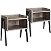 Yaheetech Nachttische, Beistelltisch-Set, 2er-Set Sofatische, kleine Couchtische stapelbar, Wohnzimmer, Schlafzimmer, Flur, stabil, Industrie-Design, Grau