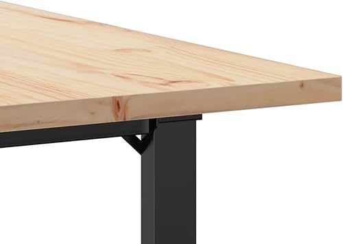 Miniatura 7 de 31.5 Inch Square Solid Wood Pine Dining Table with Steel O-Frame Base, Compact Farmhouse Kitchen Table for Small Spaces Dining Room and Breakfast