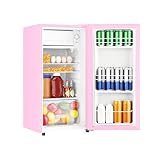 HAILANG 3.1 Cu.Ft Mini Fridge with Freezer, Single Door Mini Refrigerator, 5 Settings Temperature Adjustable, Compact Refrigerator for Apartment,Dorm, Office, Bedroom