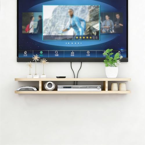 Soporte flotante para TV montado en la pared, consola moderna de madera de 120 cm para sala de estar y dormitorio, elegante armario flotante con estantes para televisores de 60-160 cm