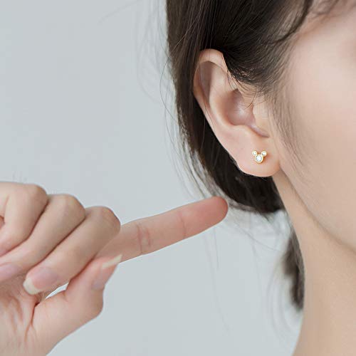 Cute Mini Mouse Stud Earrings S925 Sterling Silver for Women Girls Dainty CZ Crystal Diamond Tiny Statement Cartilage Tragus Earring Delicate Jewelry Hypoallergenic2