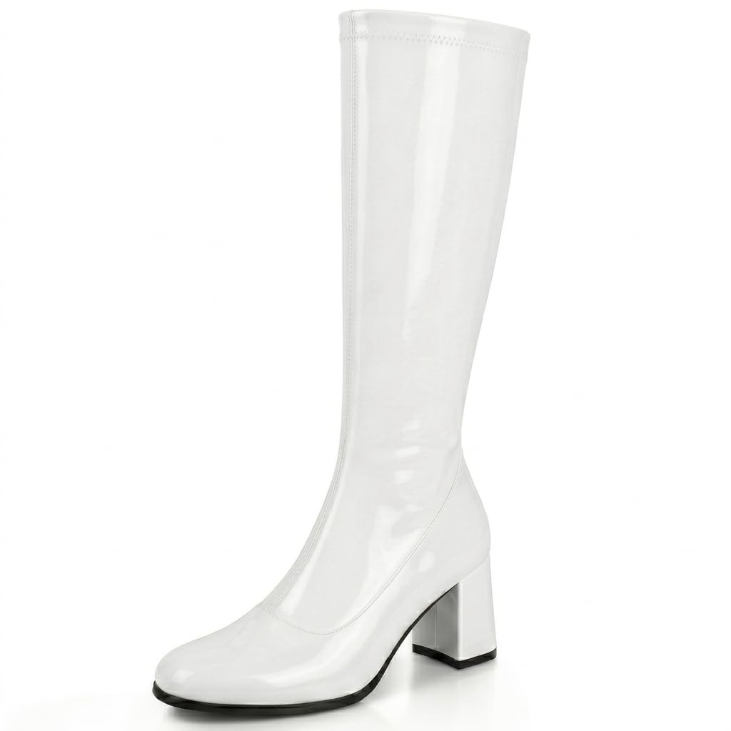 Bottes rétro à talon bloc pour femme - Style années 1960 et 70