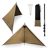 ZUKK(ズック) 2WAY 陣幕 軽量 キャンプ TC 焚き火 リフレクター ウィンドスクリーン シェルター 風防 難燃 撥水 防カビ (M, コヨーテブラウン)