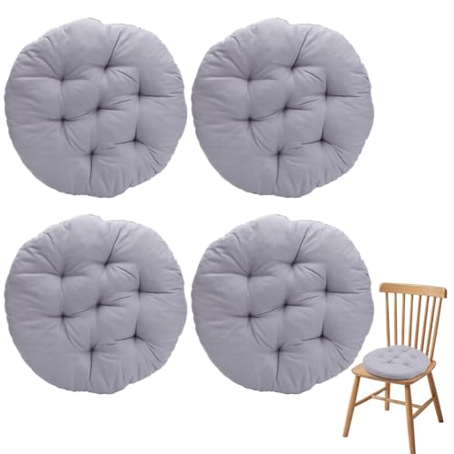 Tutamaz Lot de 4 coussins de siège ronds - 40 cm de diamètre - Confortables - Pour chaise, sol, intérieur et extérieur - Pour salle à manger, jardin,...