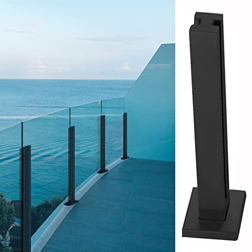 Pilier en acier inoxydable noir pour garde-corps en verre de piscine et terrasse