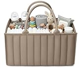 Gucilulu Baby Diaper Caddy Organizer, Stylish Storage Basket for Newborn Essentials and Diaper Station, Gift for Baby Shower and Registry Must-Have (Baby Camel)