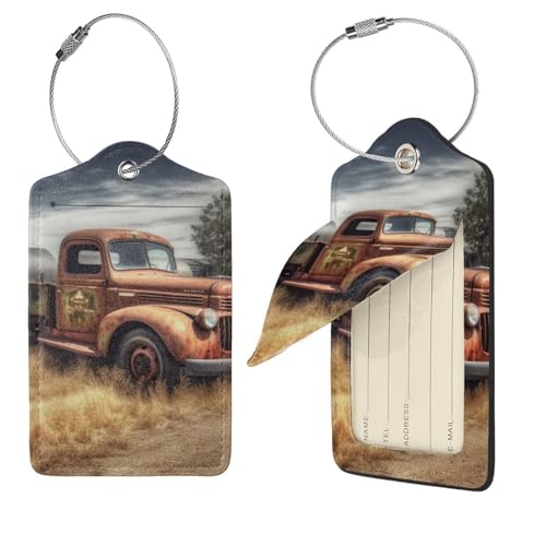 Étiquettes de voyage avec dos complet Old Truck pour protéger votre identité